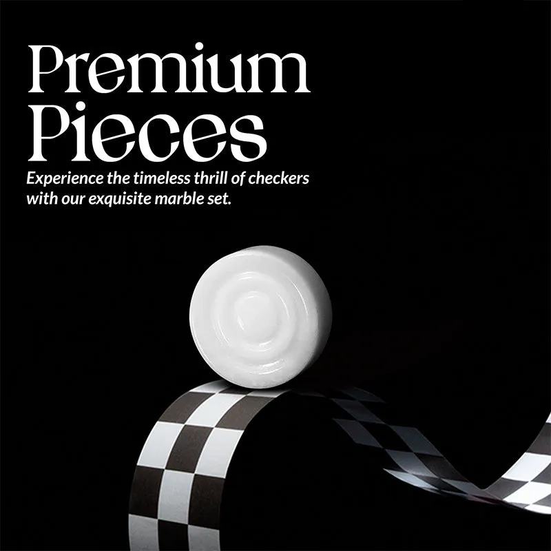 Black and White 15 Inches Marble Tournament Checkers Set