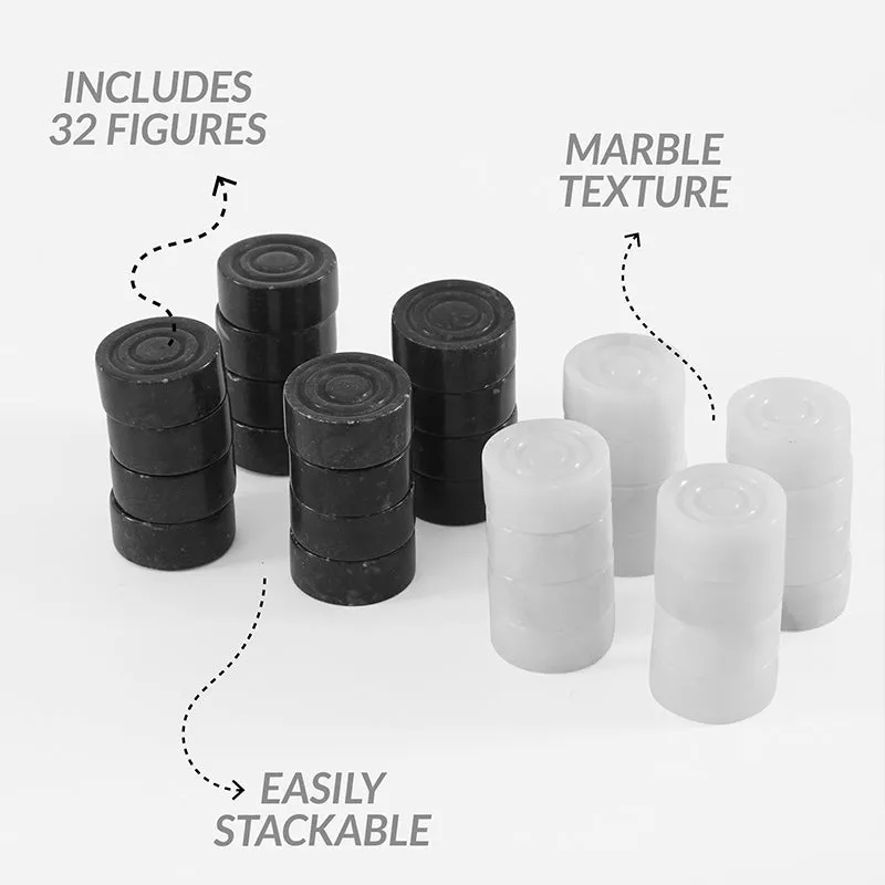 Black and White 15 Inches Marble Tournament Checkers Set