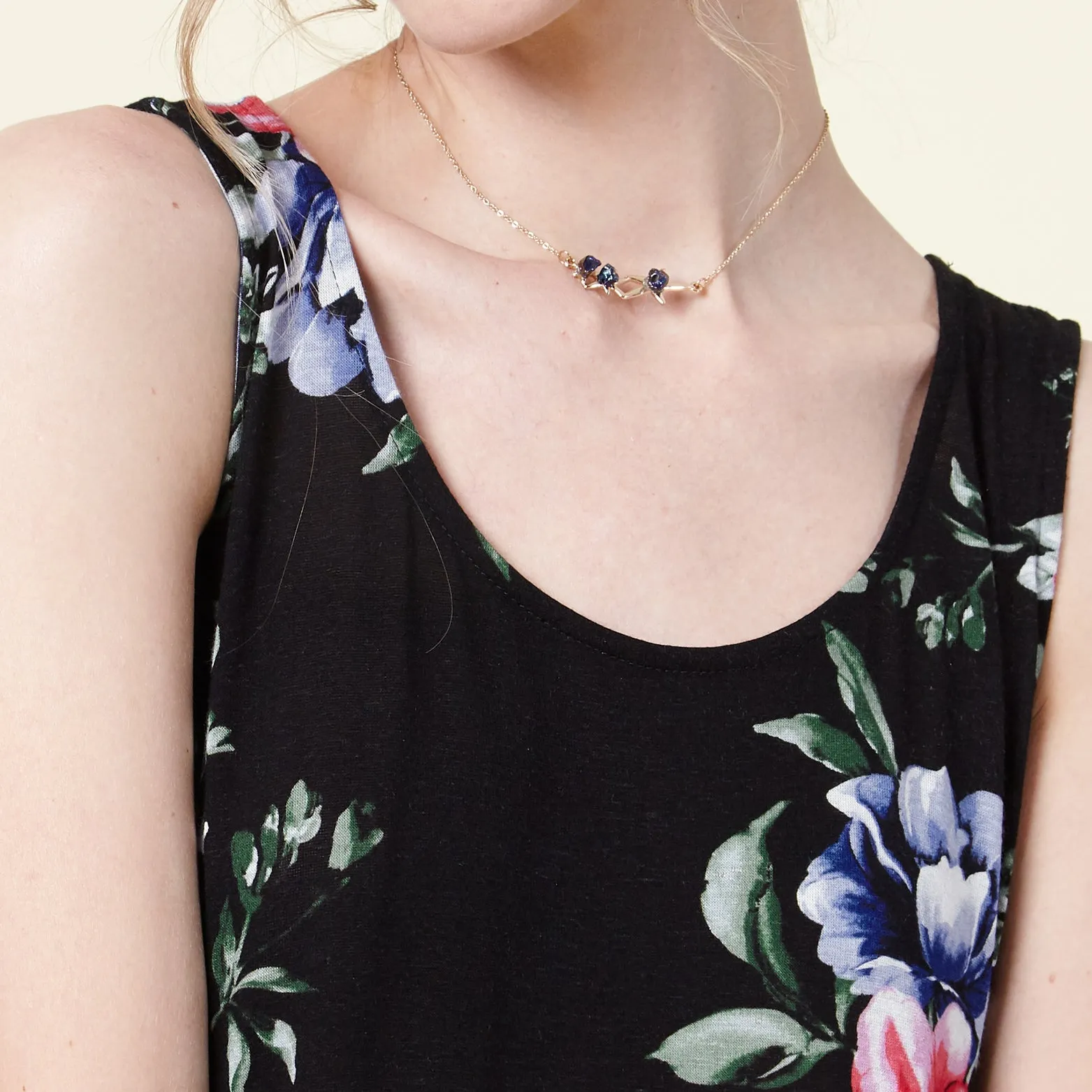 Black Floral Drop-Waist Dress