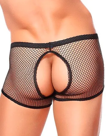 Black Open Back Mesh Short