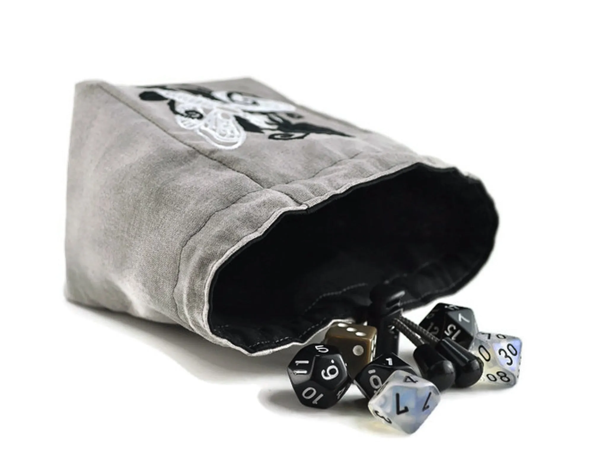 Black Rose with Moth Dice Bag