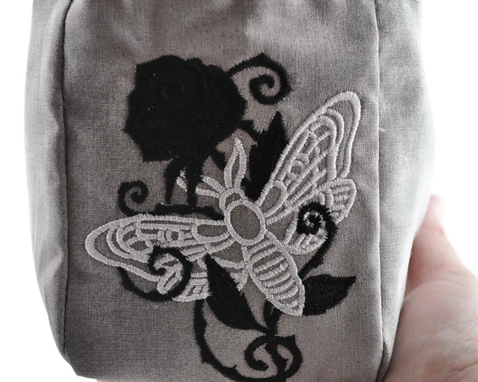 Black Rose with Moth Dice Bag