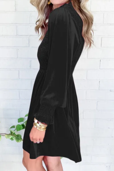 Blakely Smocked Round Neck Long Sleeve Dress