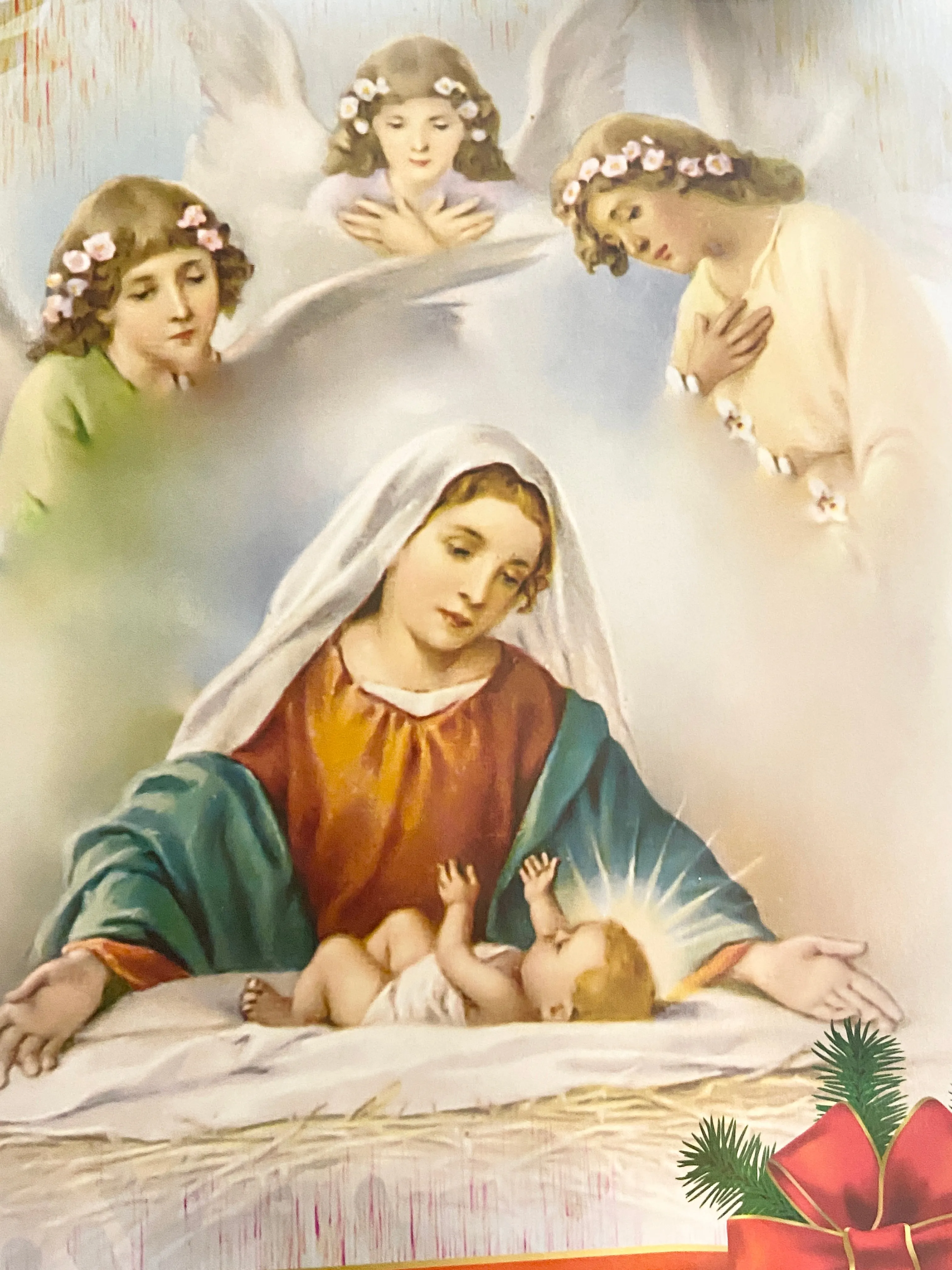 Blessed Mother and Son Jesus Christmas Gift Bag (Large) 12" x 15" x 5"