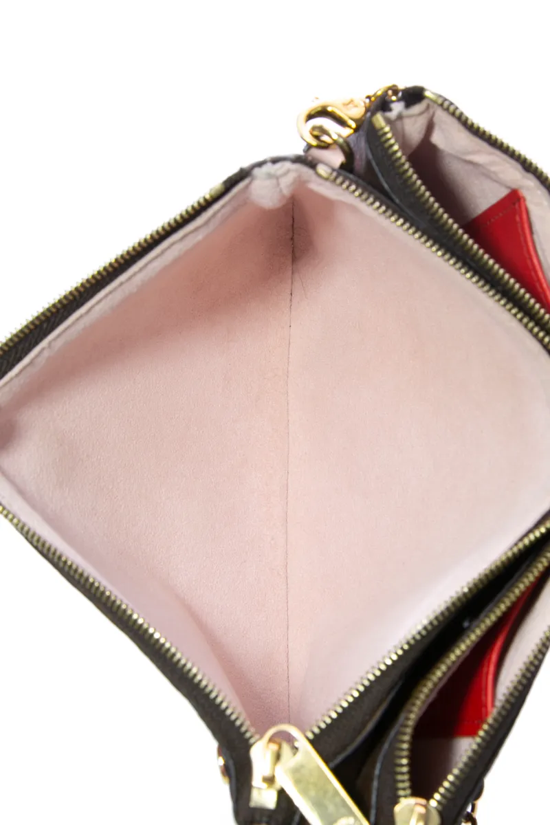 Blooming Flowers Double Zip Pochette Bag