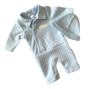 Blue All in One Romper Suit and Hat Set