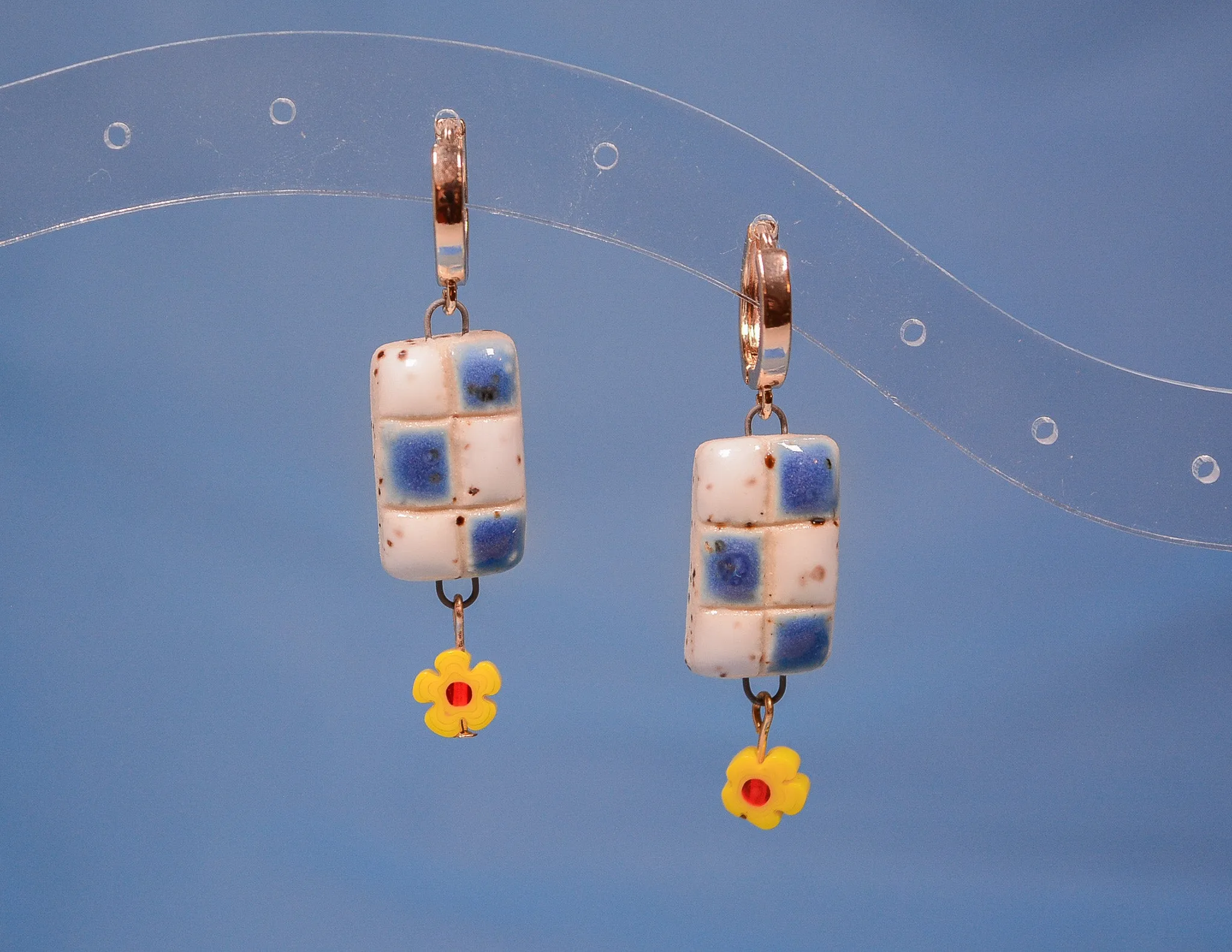 Blue Checker Hoops