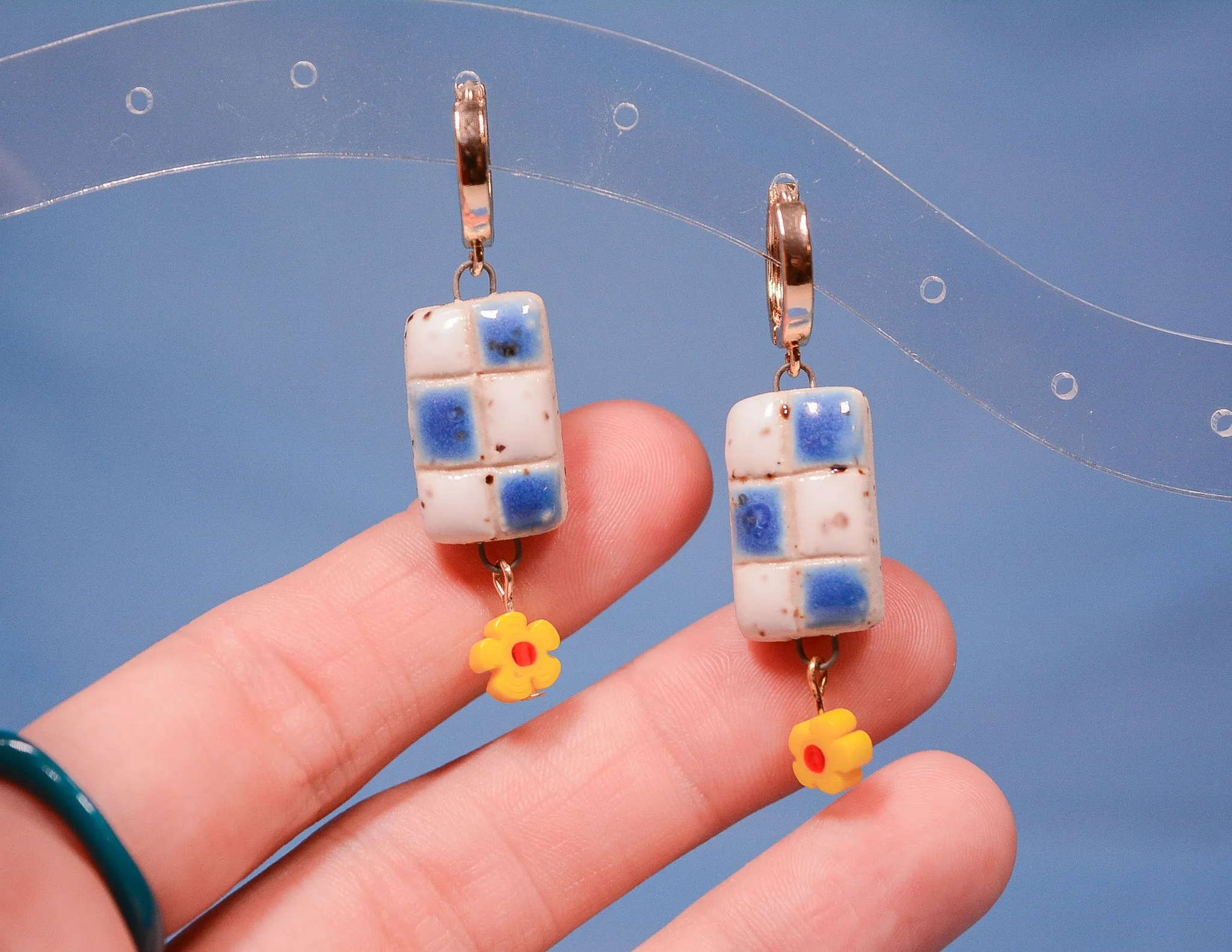 Blue Checker Hoops