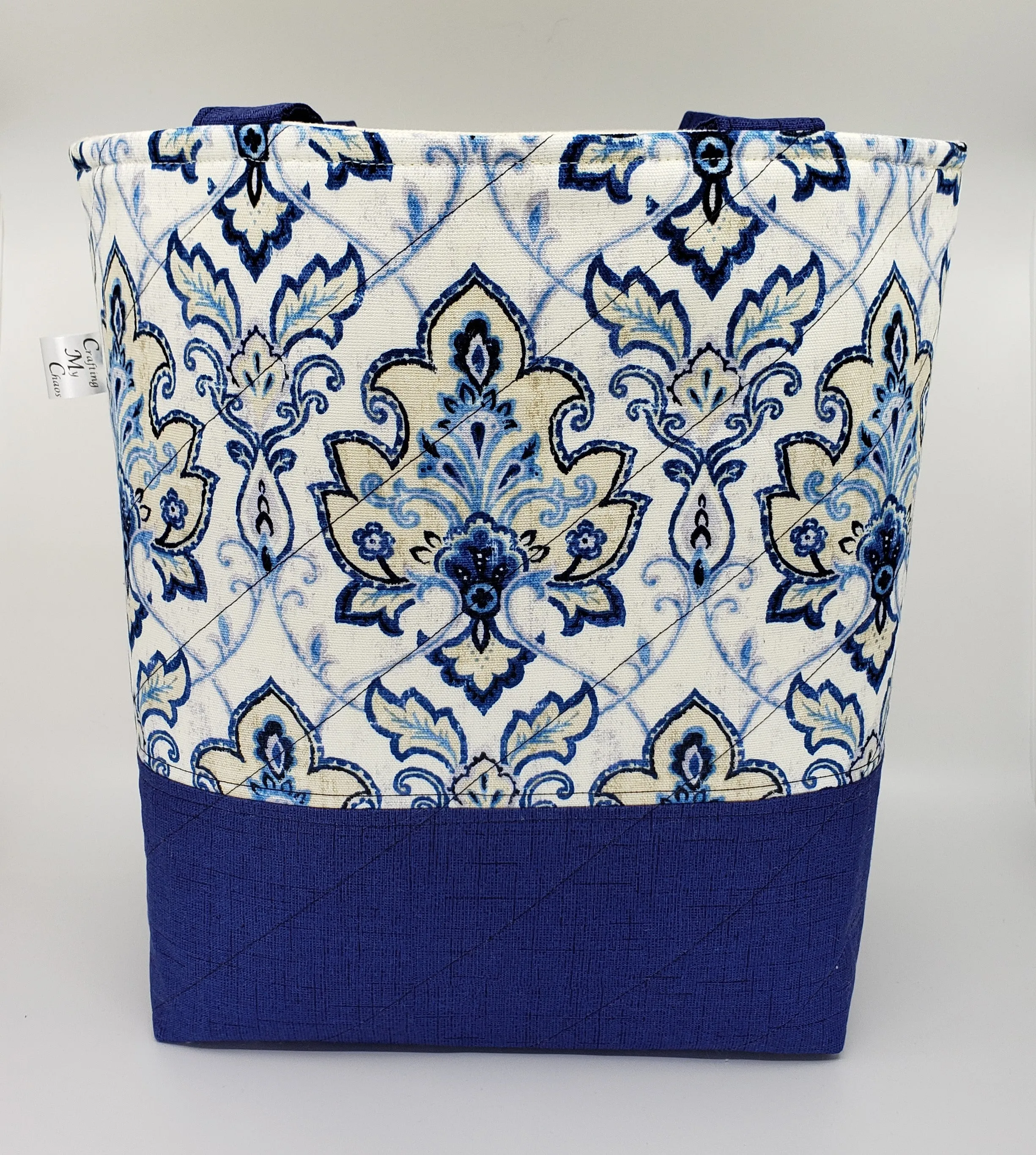 Blue Fancy - Quilted Bucket Bag - Large