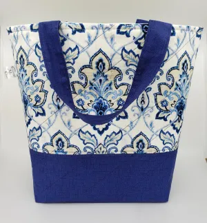 Blue Fancy - Quilted Bucket Bag - Large