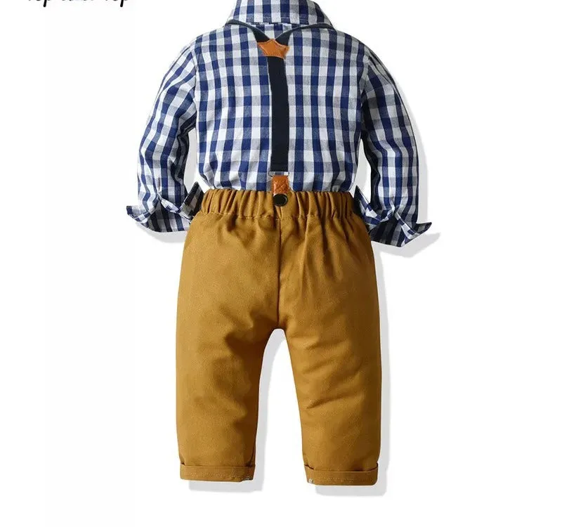 Bow tie Checker Pants suit