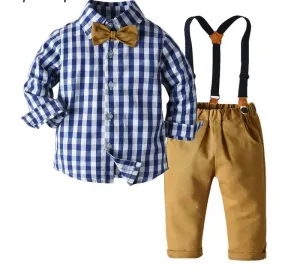 Bow tie Checker Pants suit