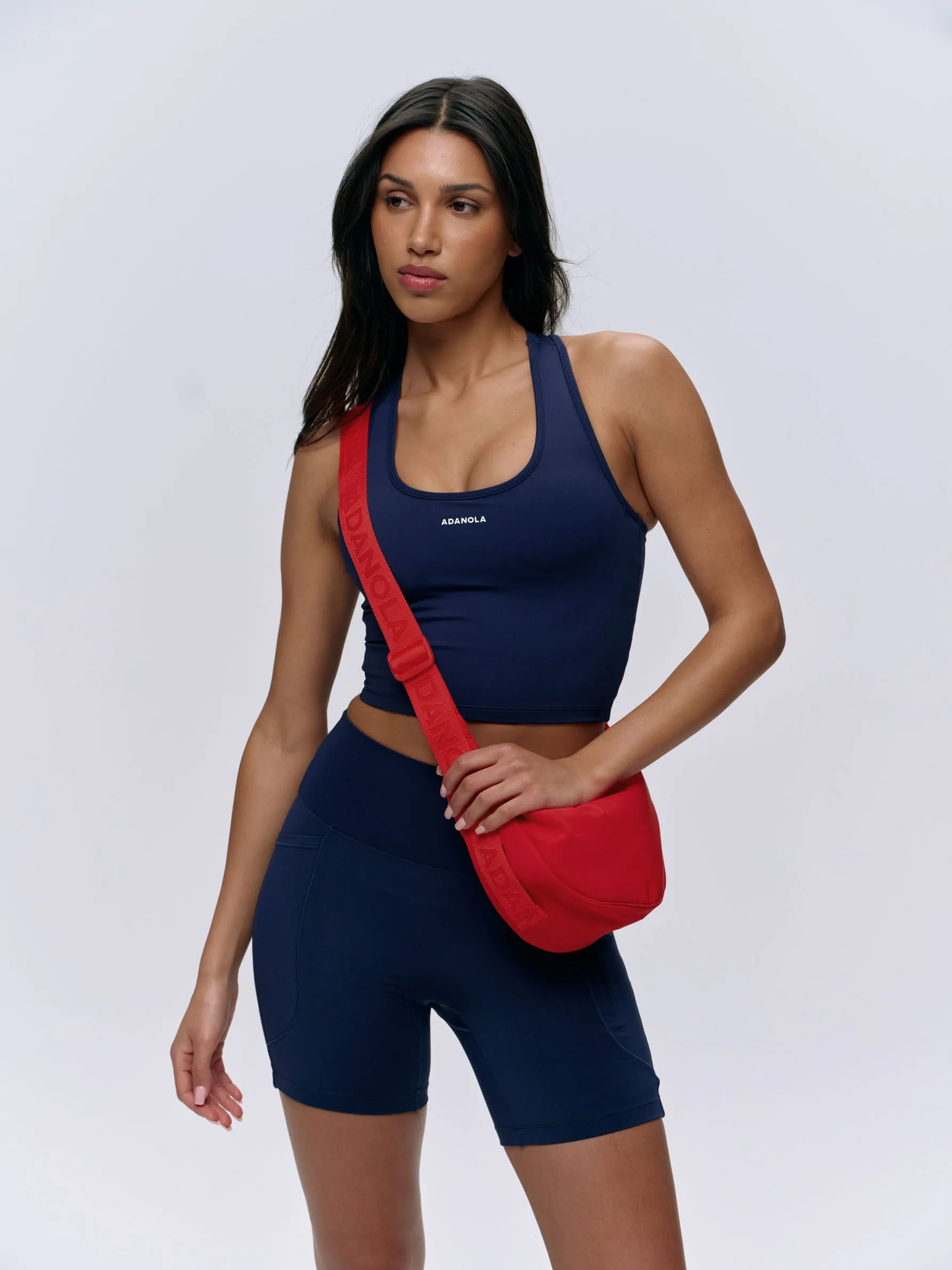 Branded Strap Crossbody Bag - Red