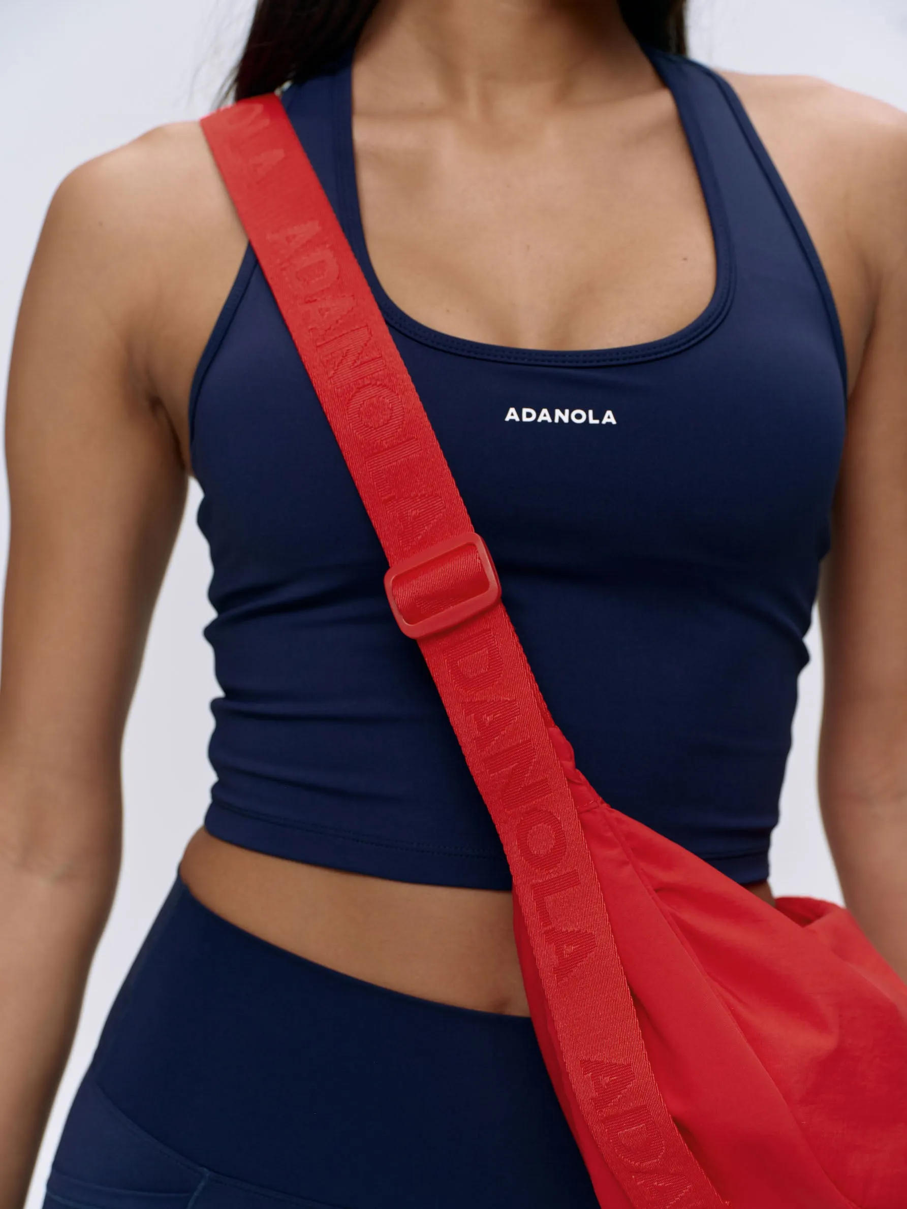 Branded Strap Crossbody Bag - Red