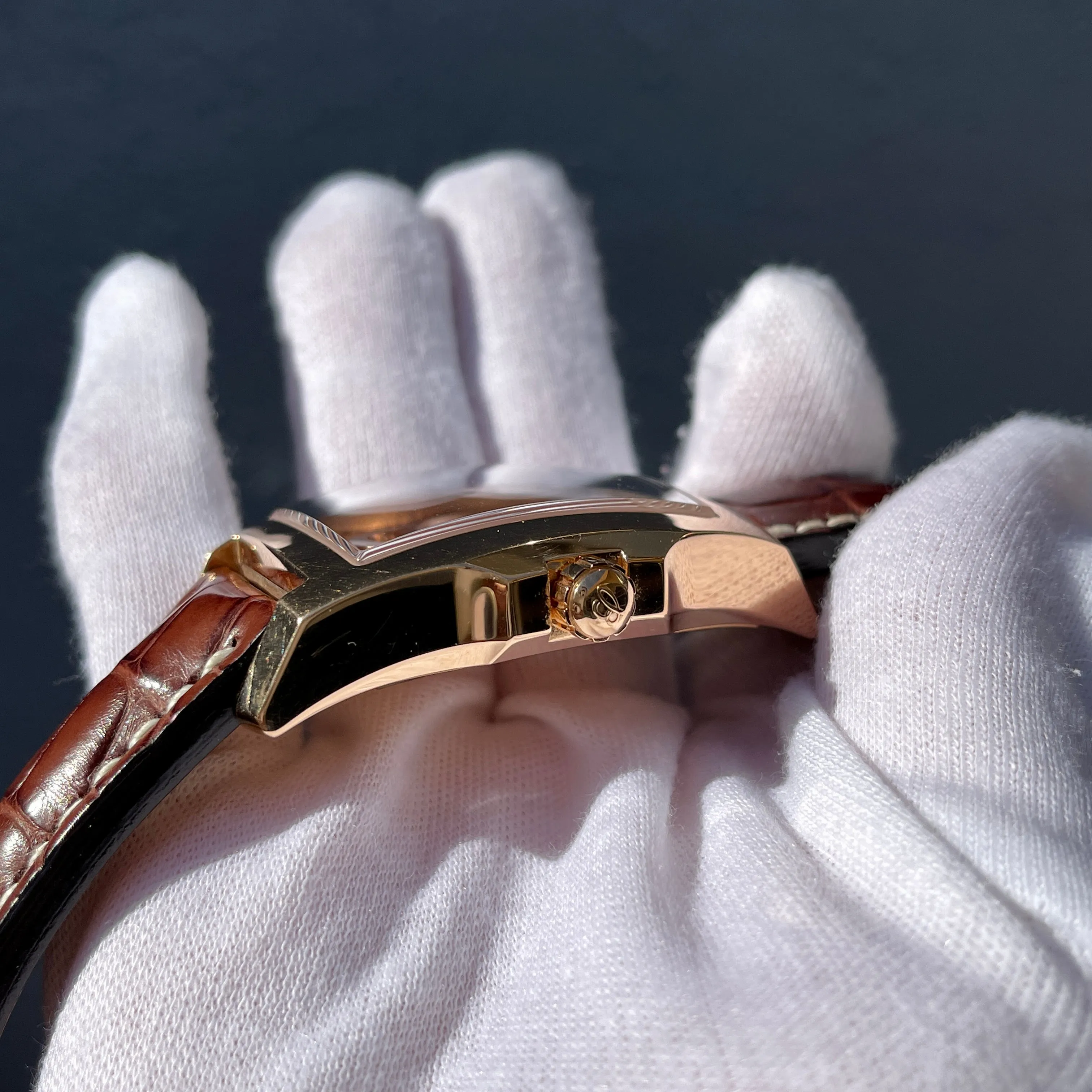 Breitling Bentley Flying B R28362 18K Rose Gold Leather Automatic Amber Jump Hour Wristwatch