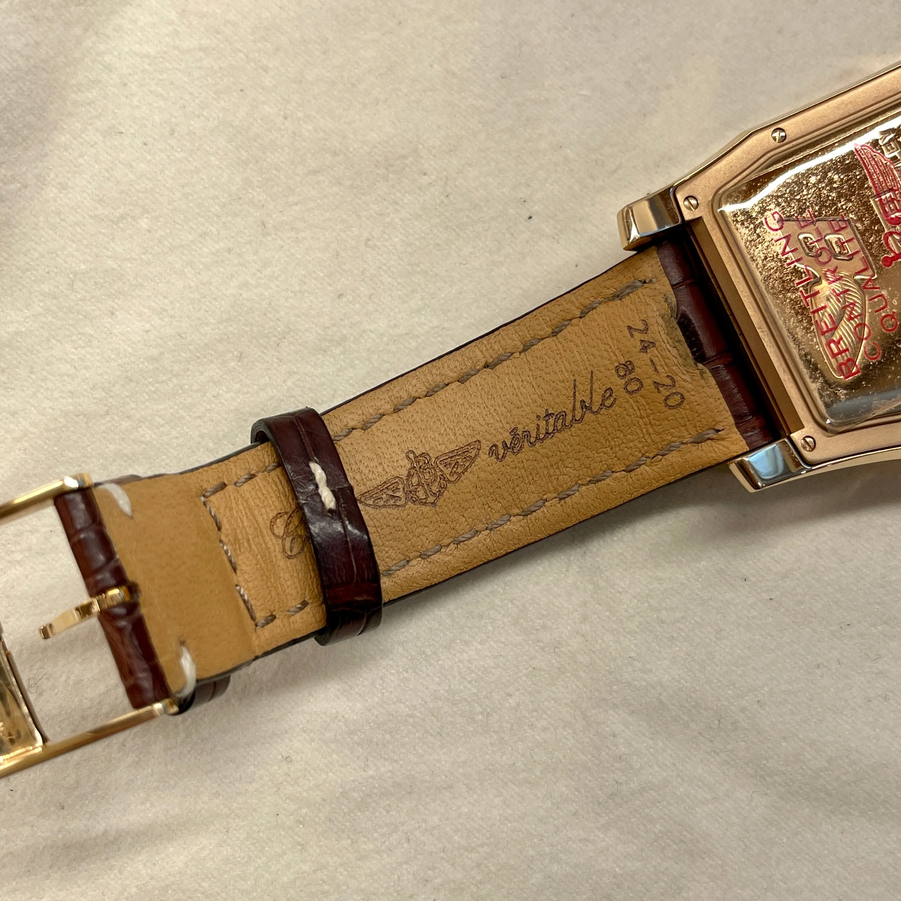 Breitling Bentley Flying B R28362 18K Rose Gold Leather Automatic Amber Jump Hour Wristwatch