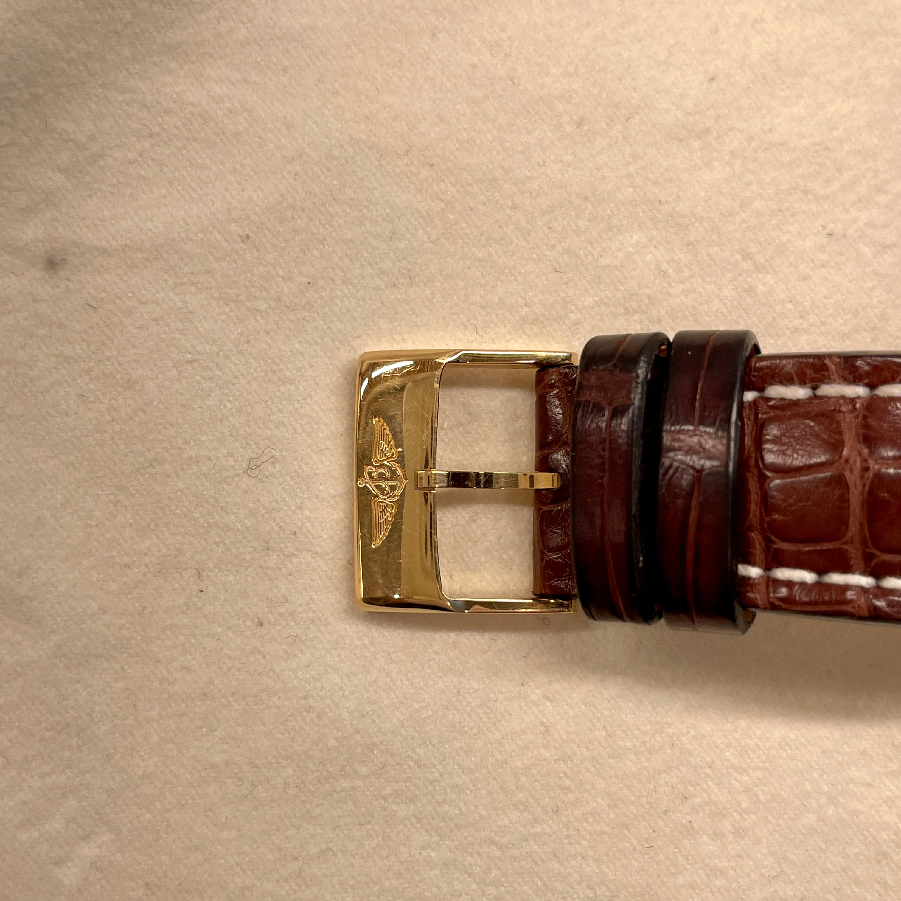 Breitling Bentley Flying B R28362 18K Rose Gold Leather Automatic Amber Jump Hour Wristwatch