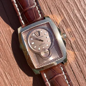 Breitling Bentley Flying B R28362 18K Rose Gold Leather Automatic Amber Jump Hour Wristwatch
