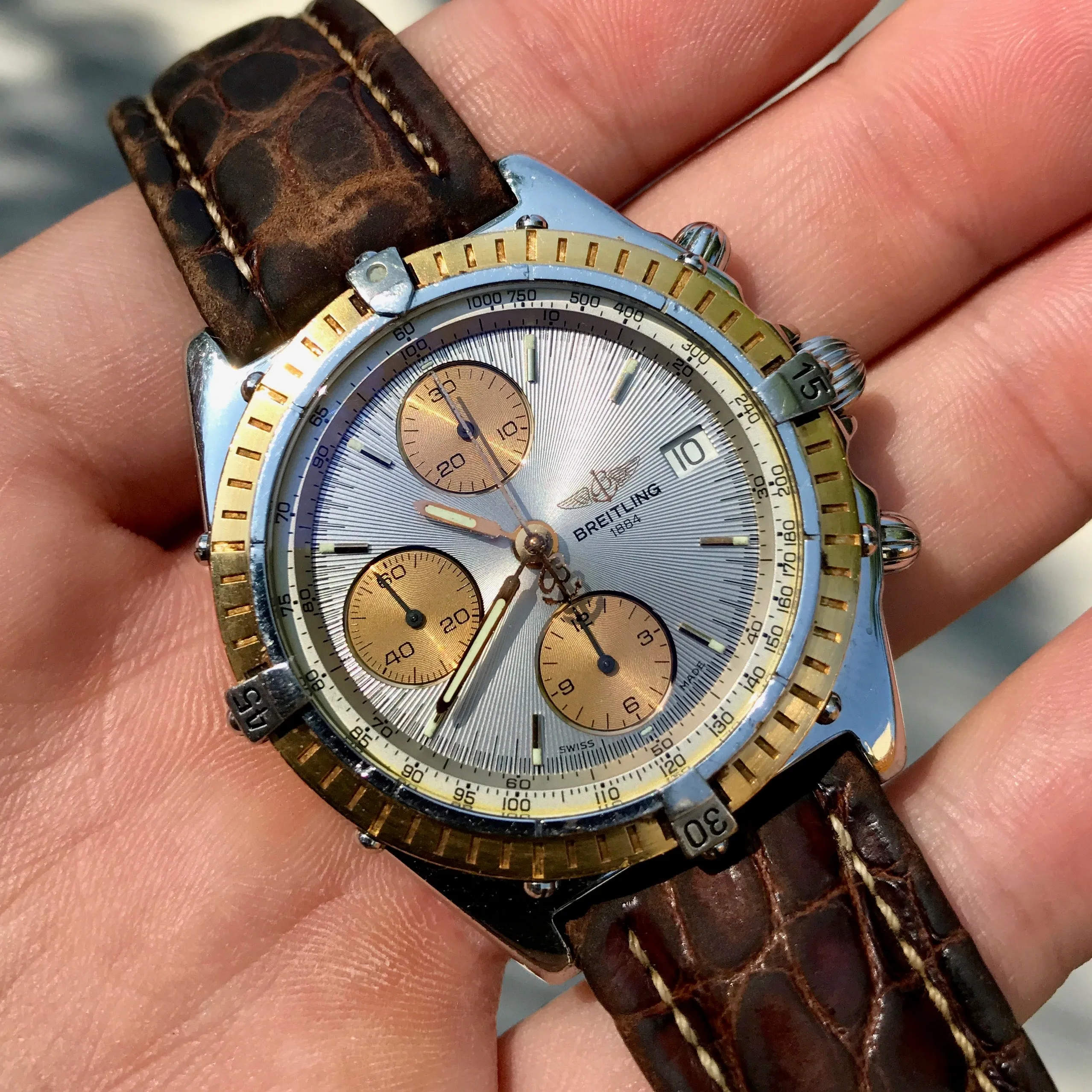 Breitling Chronomat 13047 Stainless Steel Gold Two Tone Chronograph Automatic Wristwatch