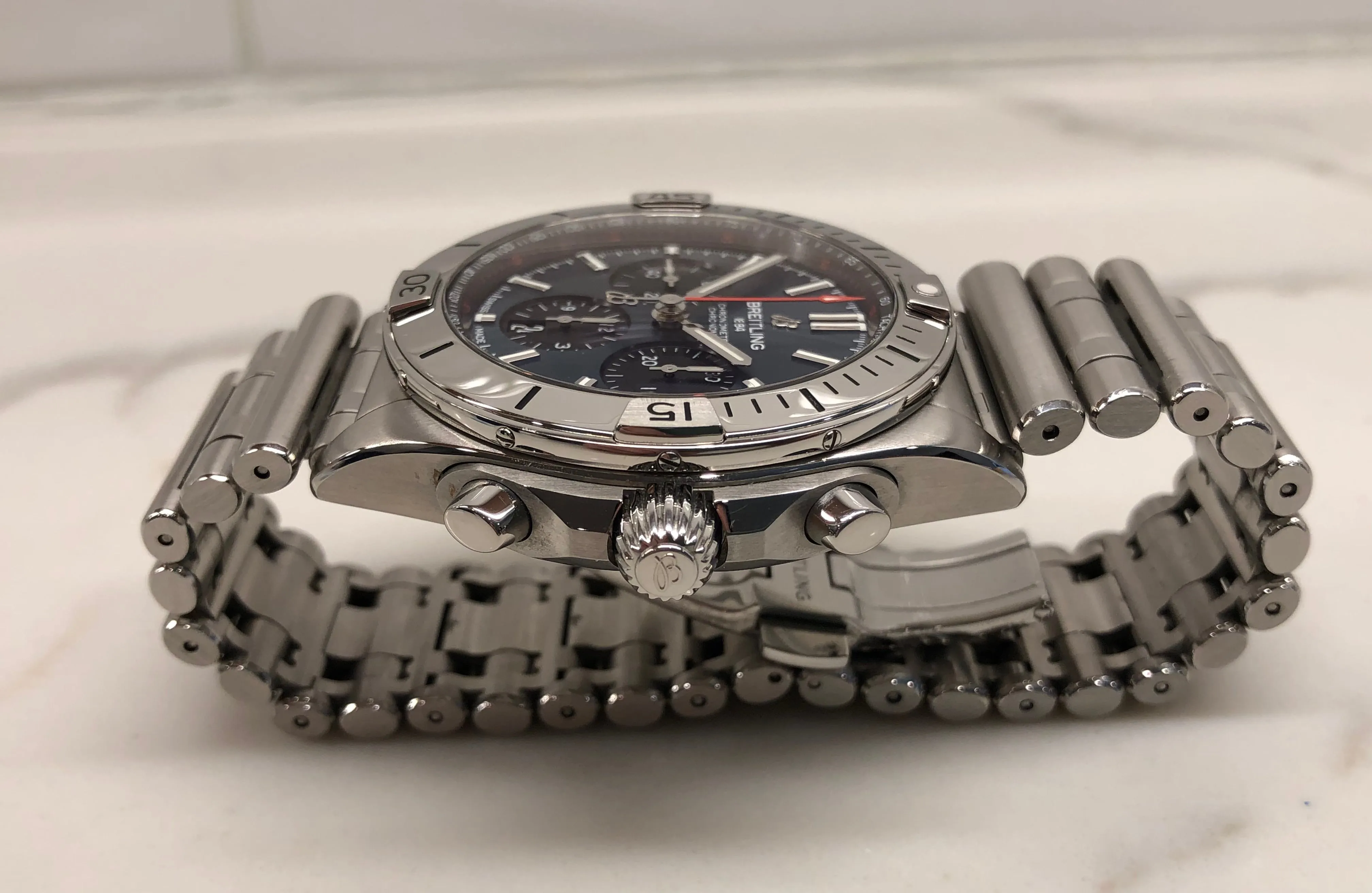 Breitling Chronomat B01 42 AB0134 Blue Stainless Steel Automatic Wristwatch with Box and Papers