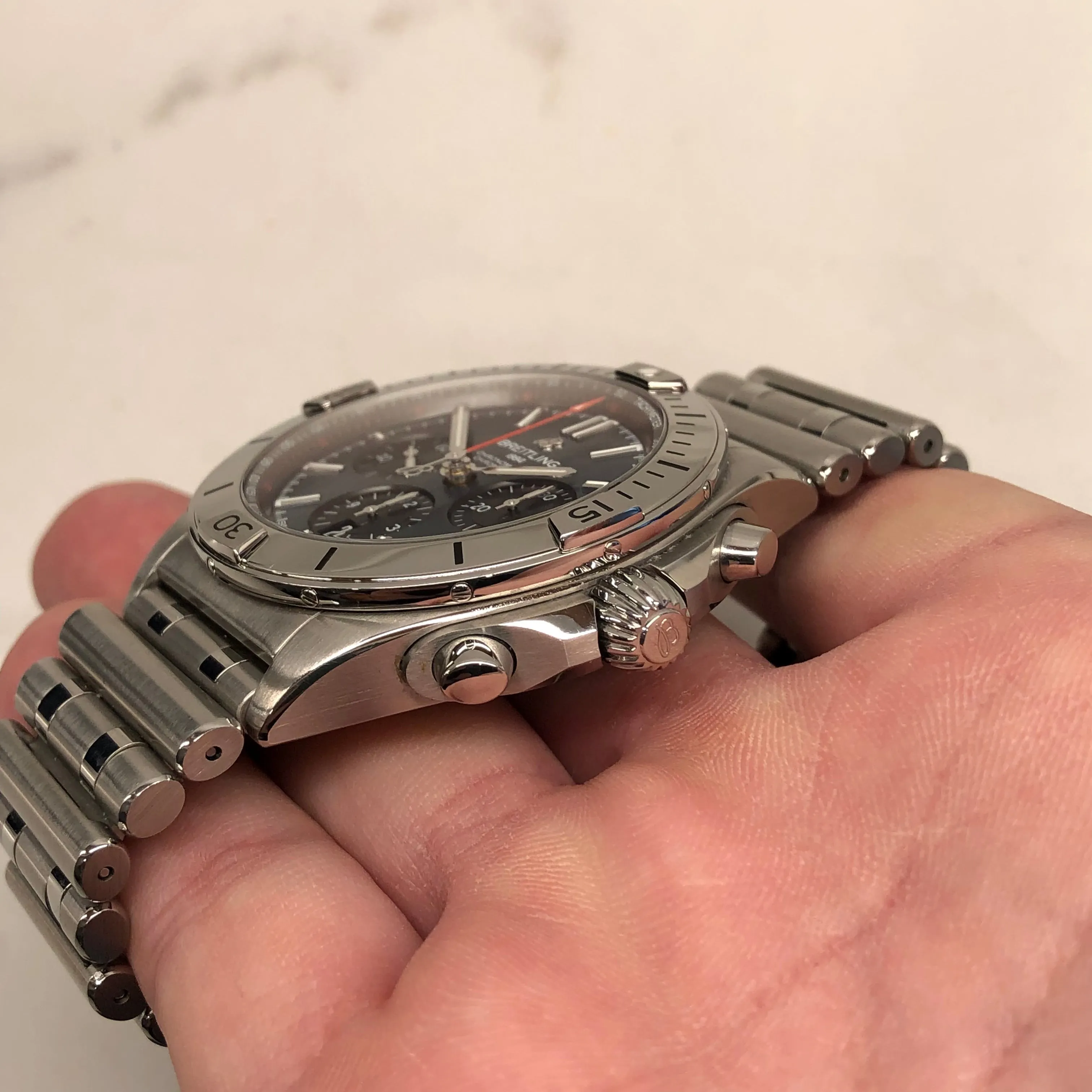 Breitling Chronomat B01 42 AB0134 Blue Stainless Steel Automatic Wristwatch with Box and Papers