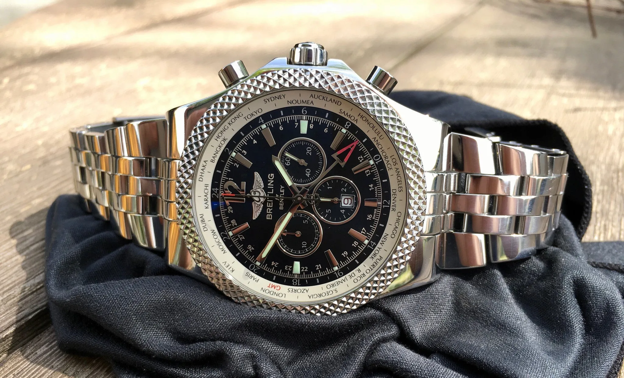 Breitling for Bentley A47362 Stainless Steel GMT Chronograph Automatic 49mm Wristwatch