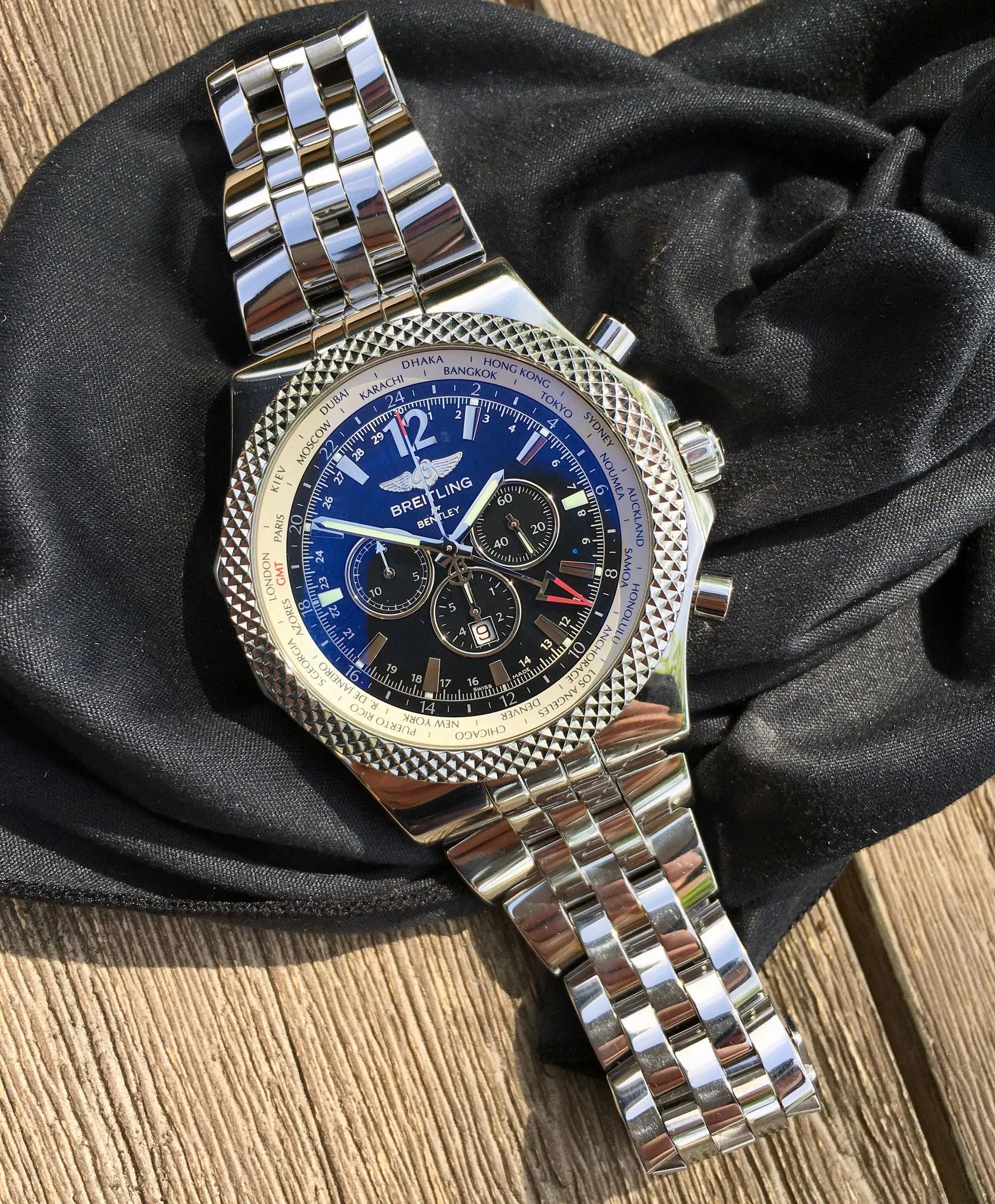 Breitling for Bentley A47362 Stainless Steel GMT Chronograph Automatic 49mm Wristwatch