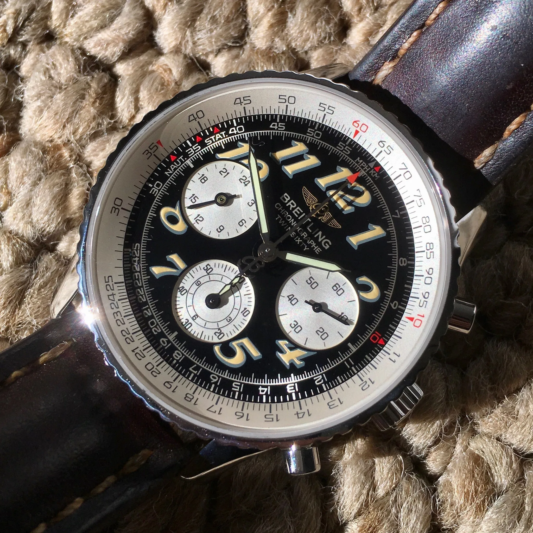 Breitling Navitimer TwinSixty 2 A39022.1 Stainless Steel Black Dial Automatic Wristwatch