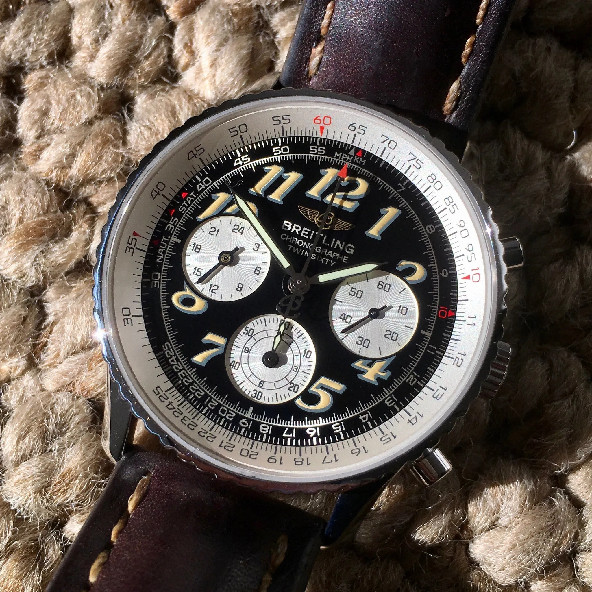 Breitling Navitimer TwinSixty 2 A39022.1 Stainless Steel Black Dial Automatic Wristwatch