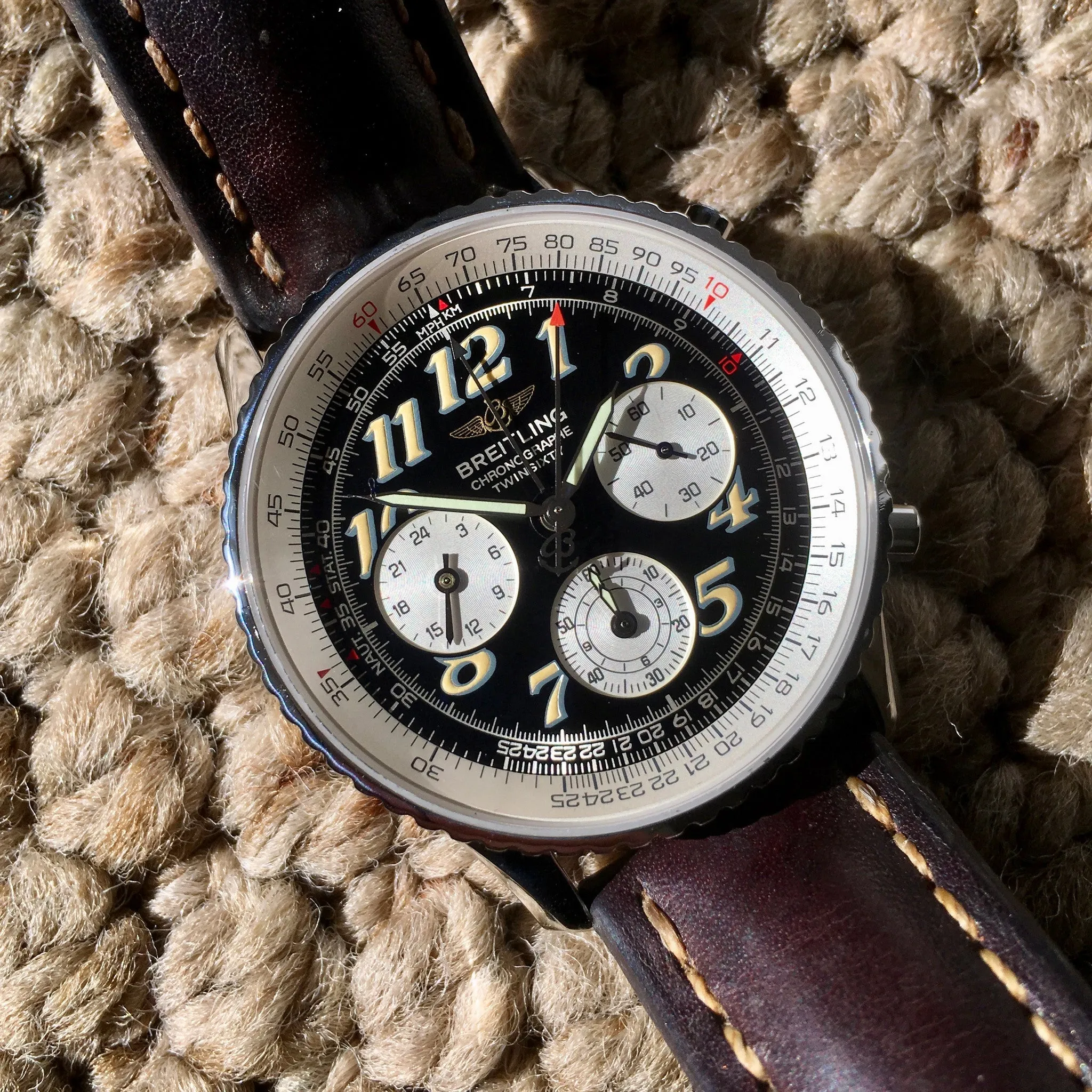 Breitling Navitimer TwinSixty 2 A39022.1 Stainless Steel Black Dial Automatic Wristwatch