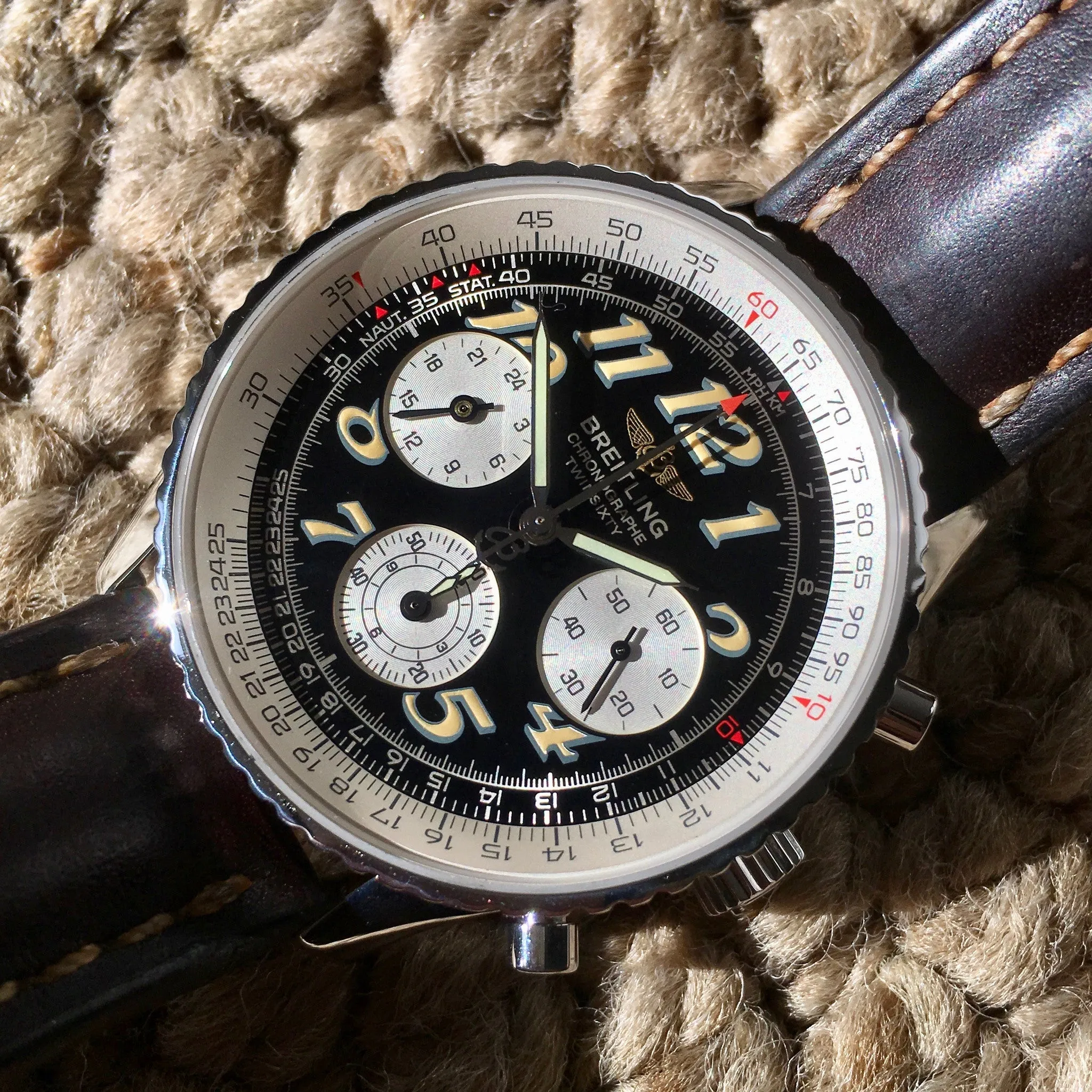Breitling Navitimer TwinSixty 2 A39022.1 Stainless Steel Black Dial Automatic Wristwatch