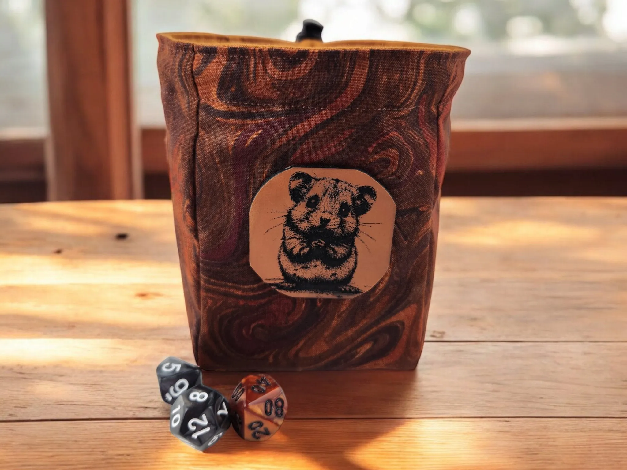 Brown mouse dice bag