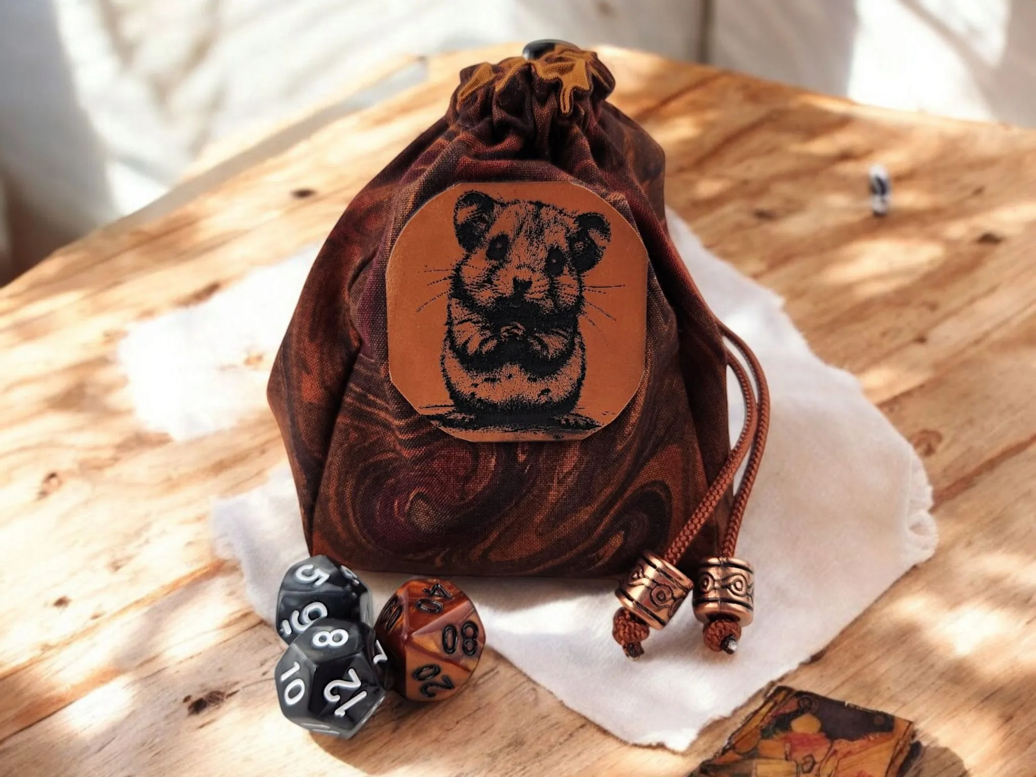 Brown mouse dice bag
