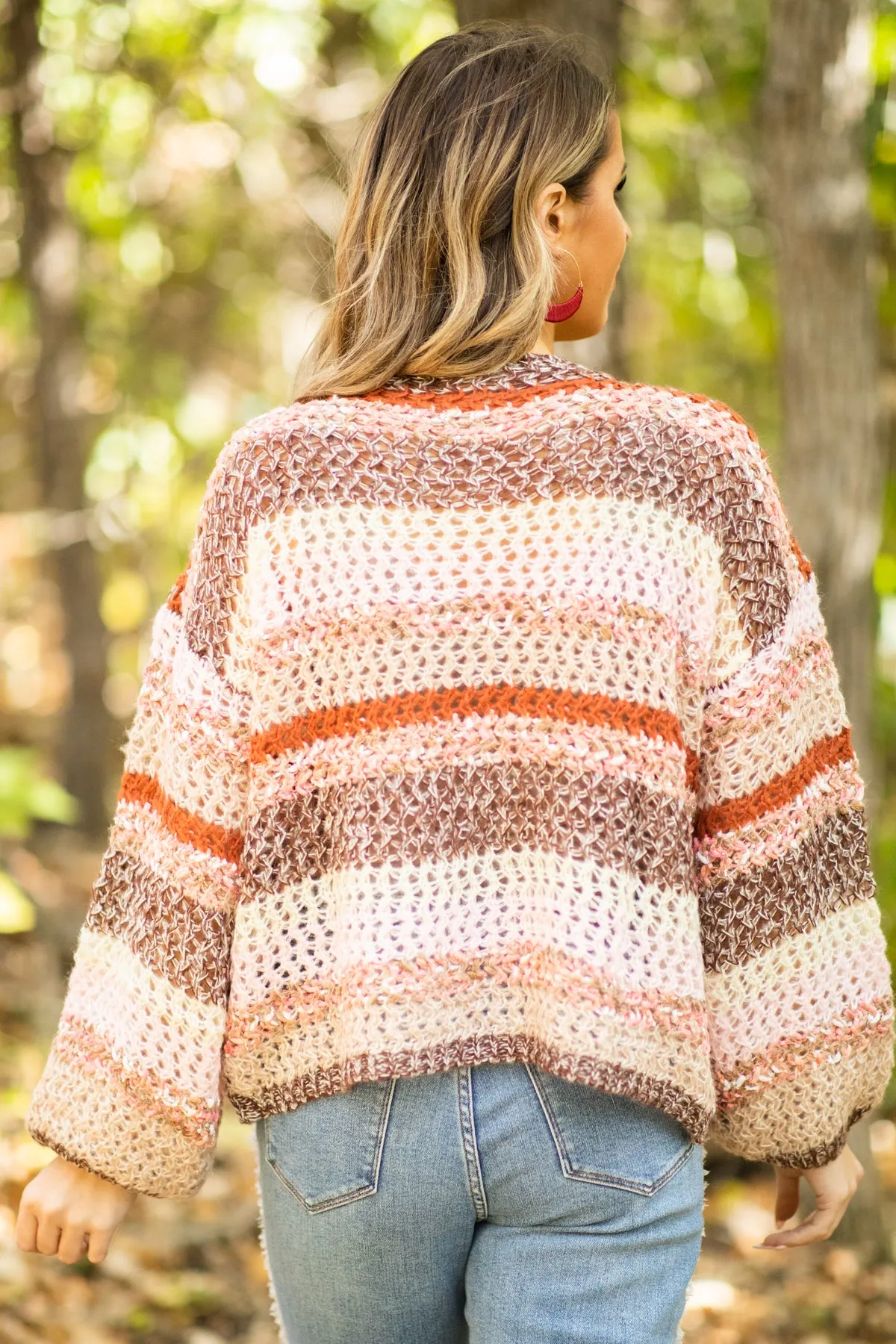 Brown Multicolor Heathered Stripe Sweater