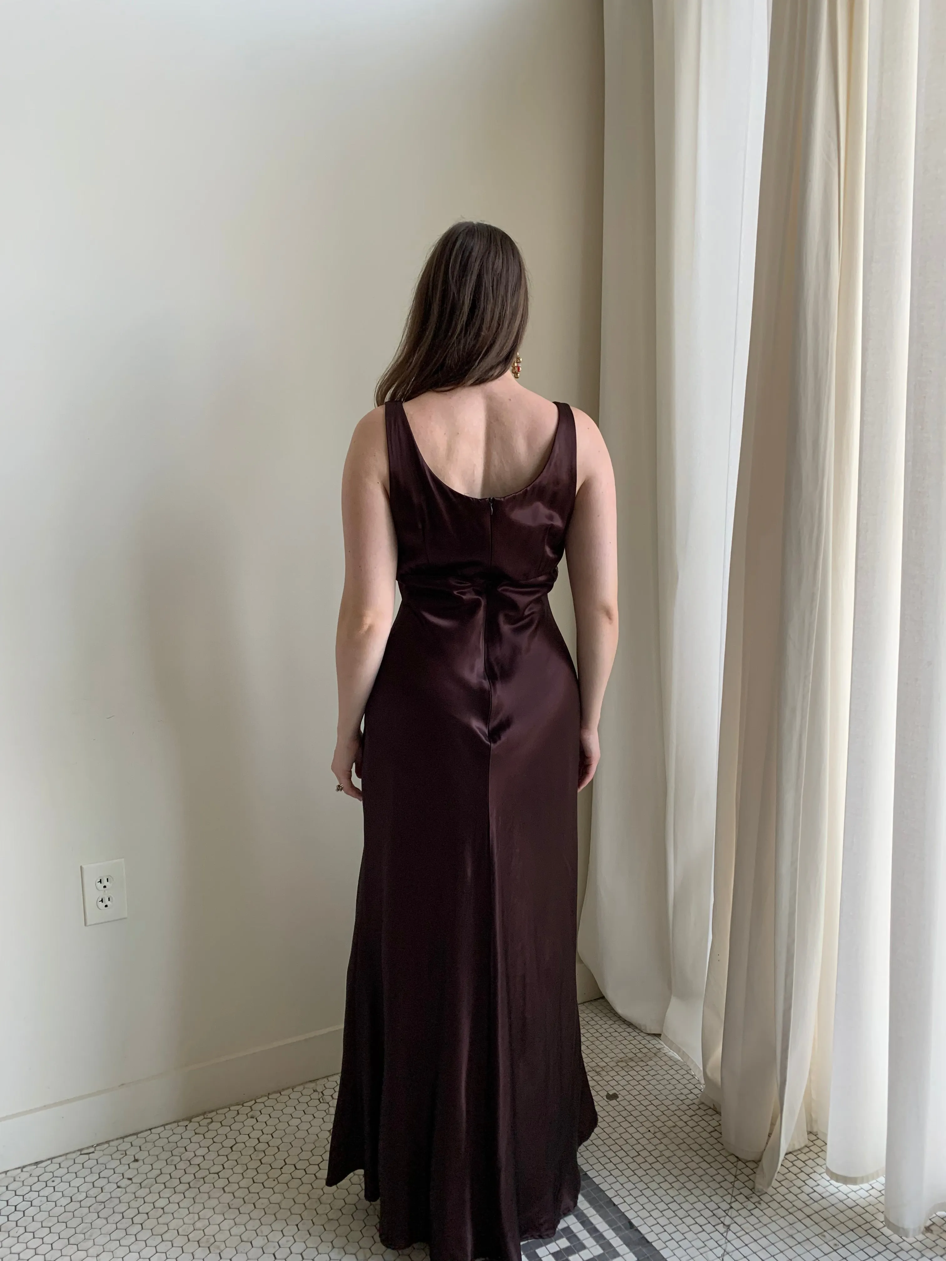 Brown satin gown