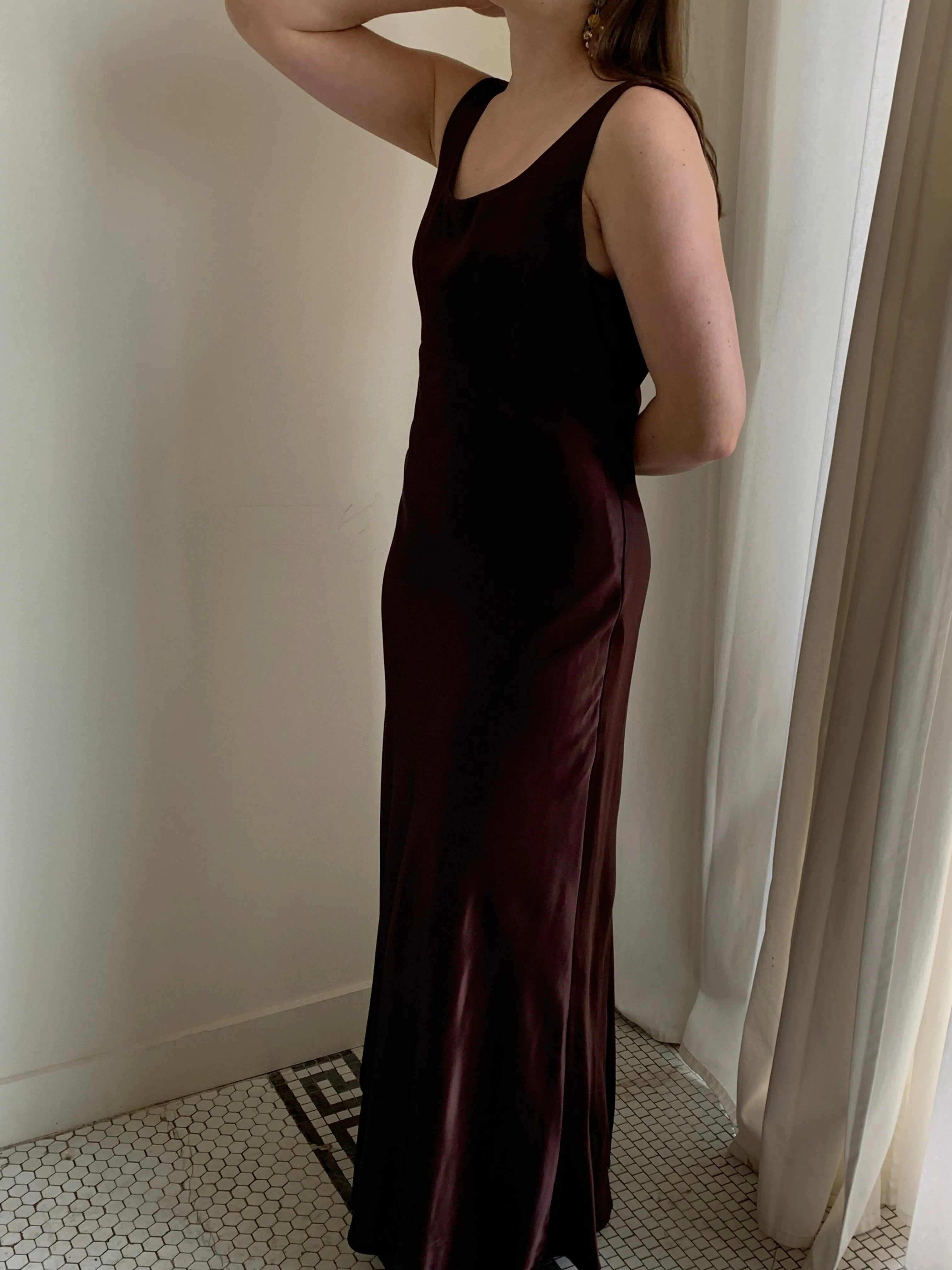 Brown satin gown