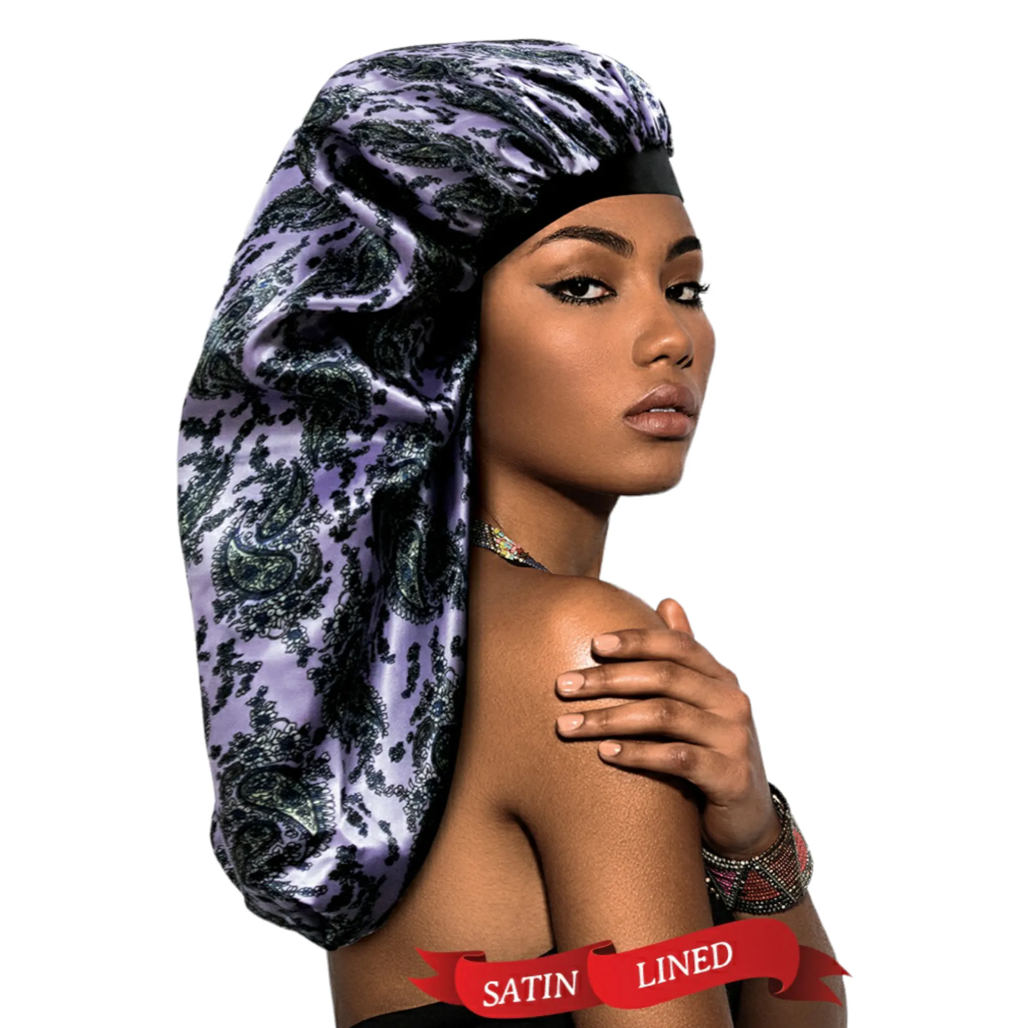 BT Xtra-Long Silky Designed Bonnet Cap (Paisley)