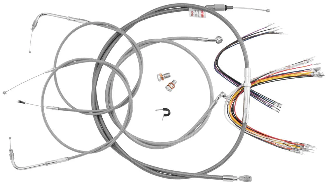 Burly Brand B30-1060 Extended Cable/Brake Line Kit for 18in. Gorilla Handlebars - Stainless Steel
