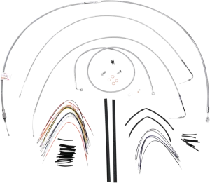 Burly Brand B30-1060 Extended Cable/Brake Line Kit for 18in. Gorilla Handlebars - Stainless Steel
