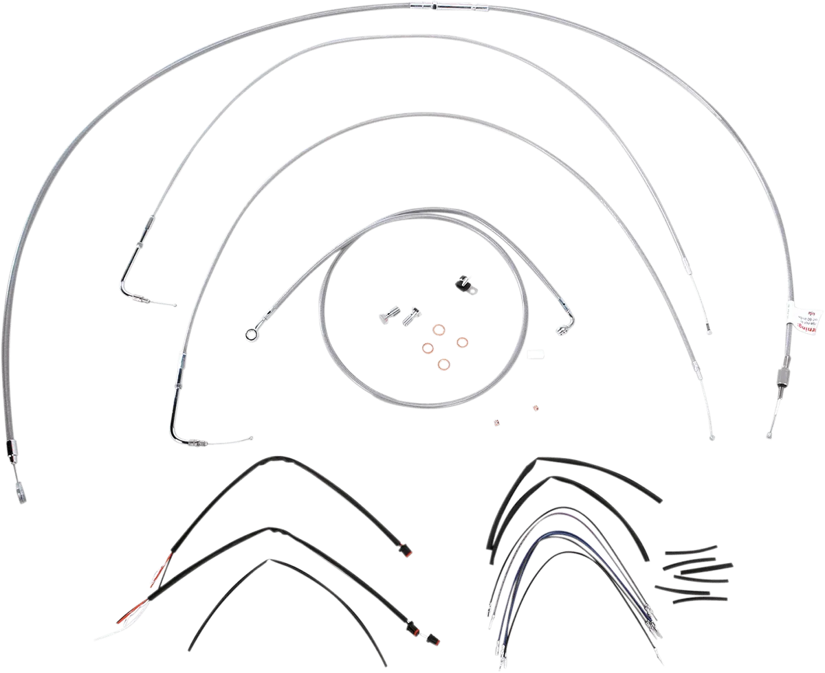 Burly Brand B30-1065 Extended Cable/Brake Line Kit for 18in. Gorilla Handlebars - Stainless Steel