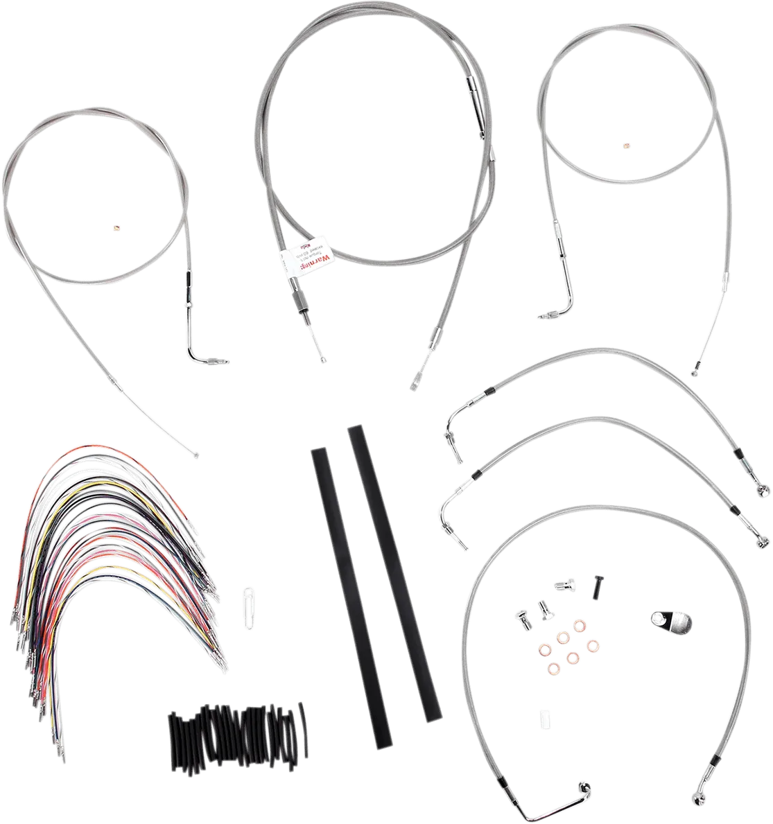 Burly Brand B30-1078 Extended Cable/Brake Line Kit for 18in. Gorilla Handlebars - Stainless Steel
