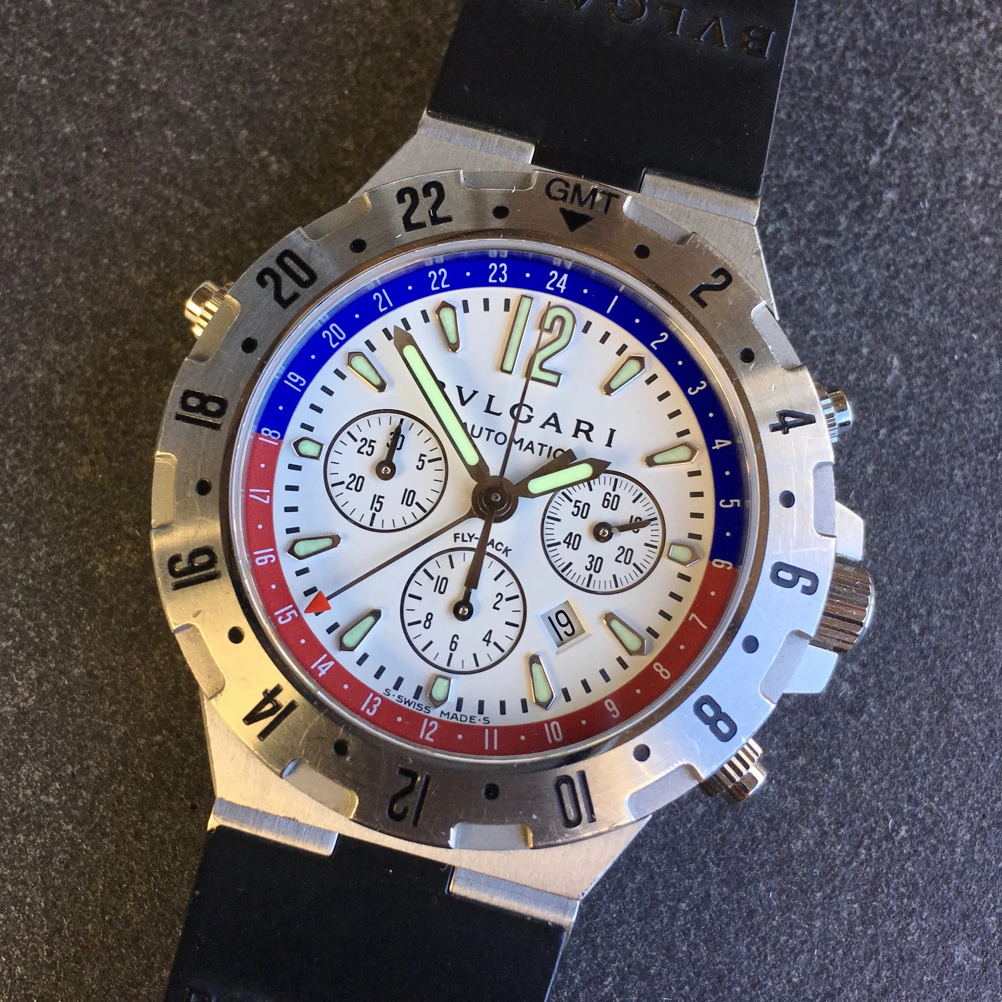 Bvlgari Diagono GMT 40 S FB Steel Chronograph Flyback Automatic Wristwatch