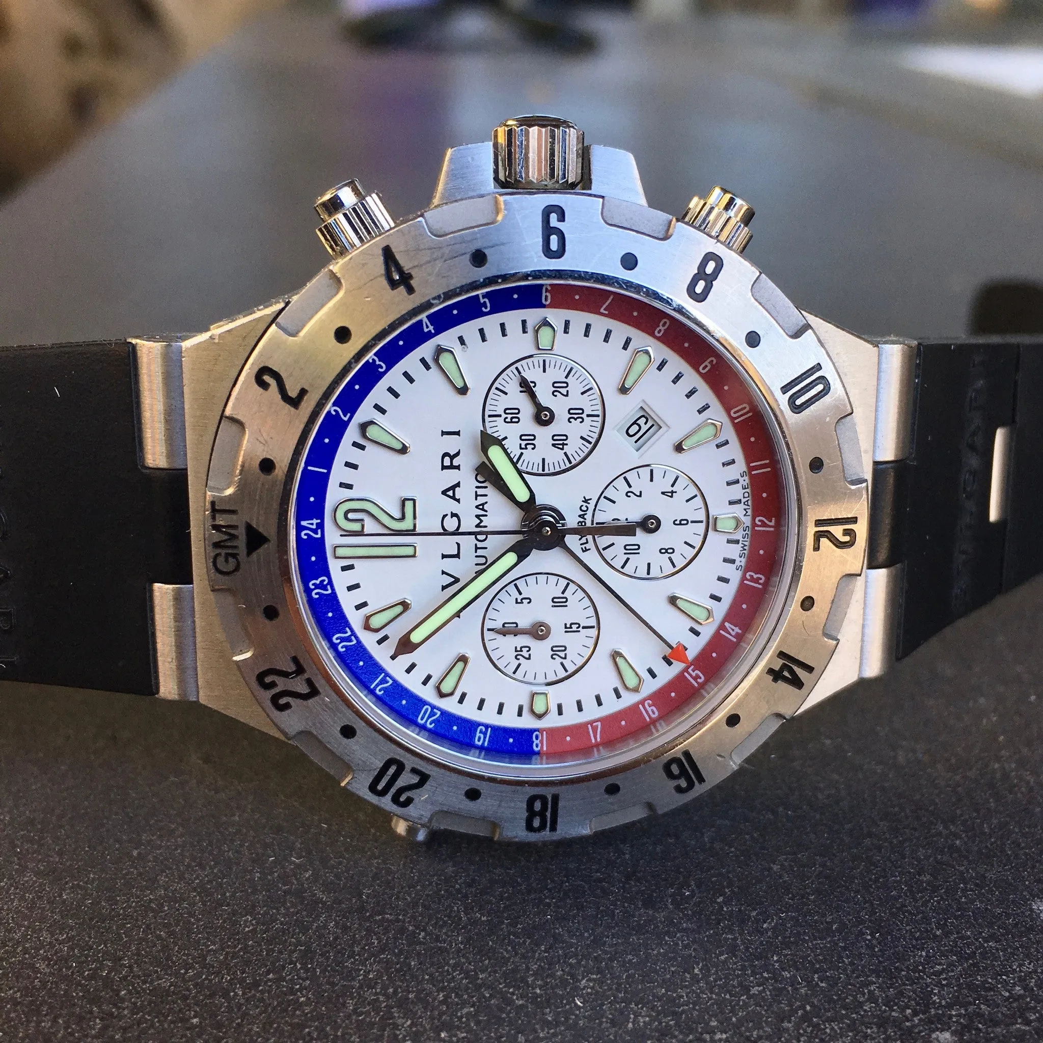 Bvlgari Diagono GMT 40 S FB Steel Chronograph Flyback Automatic Wristwatch