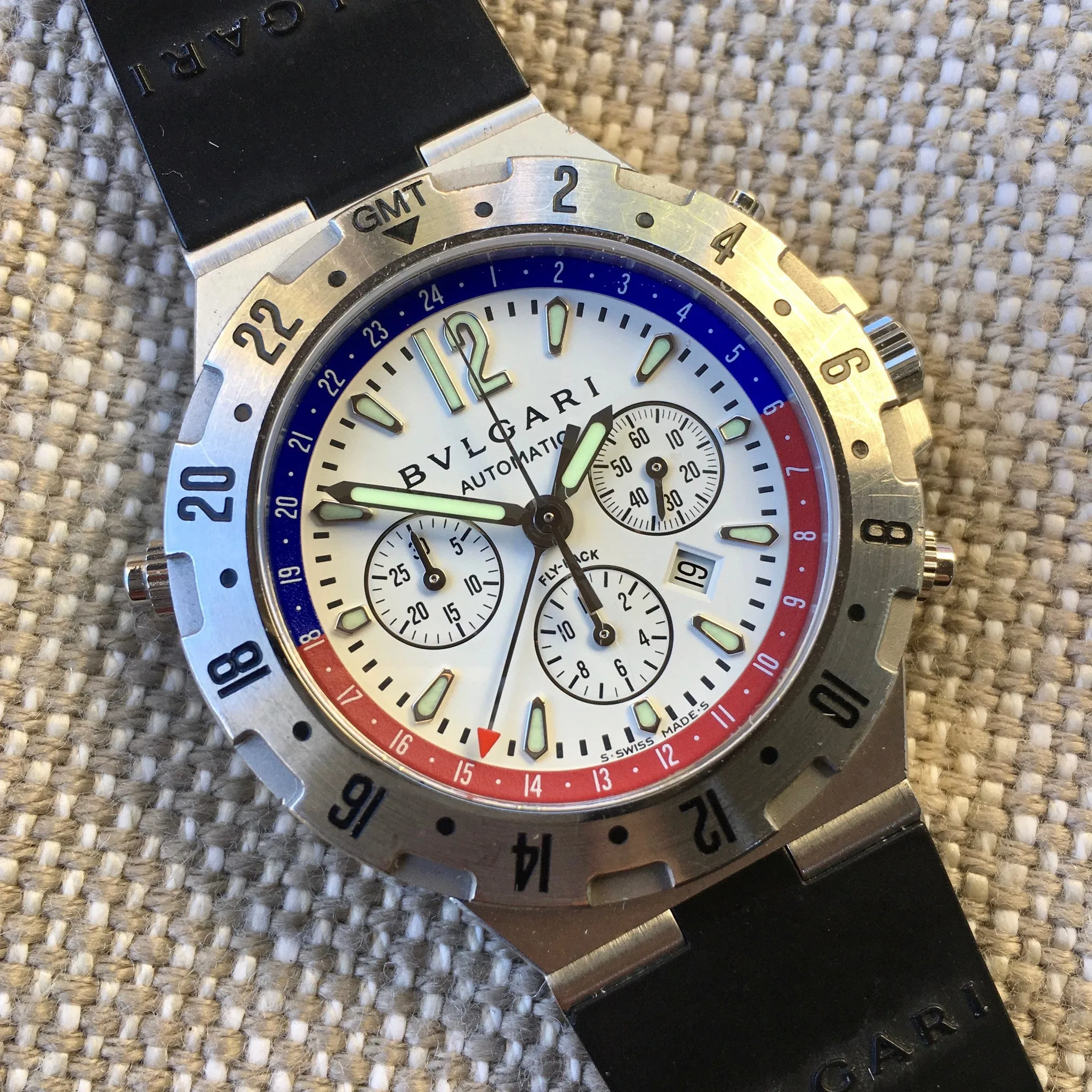 Bvlgari Diagono GMT 40 S FB Steel Chronograph Flyback Automatic Wristwatch