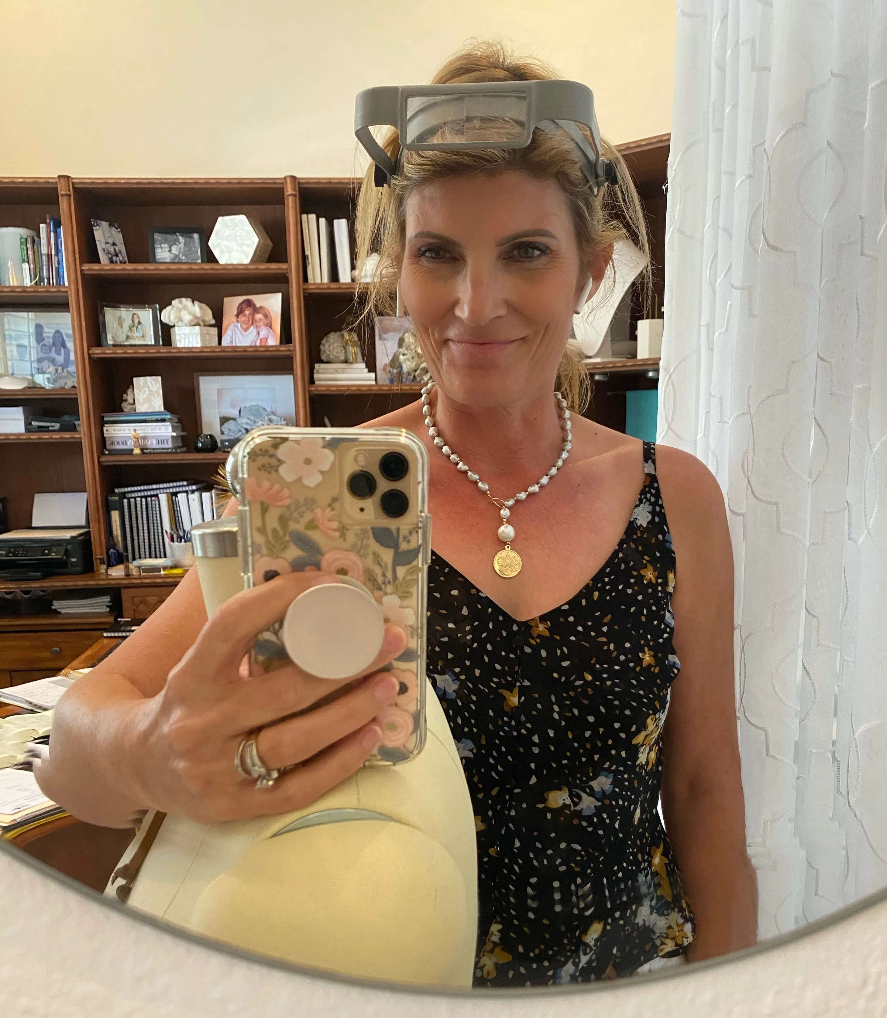 By Grace Necklace - Baroque Pearl Lariat with Gold Coin Pendant