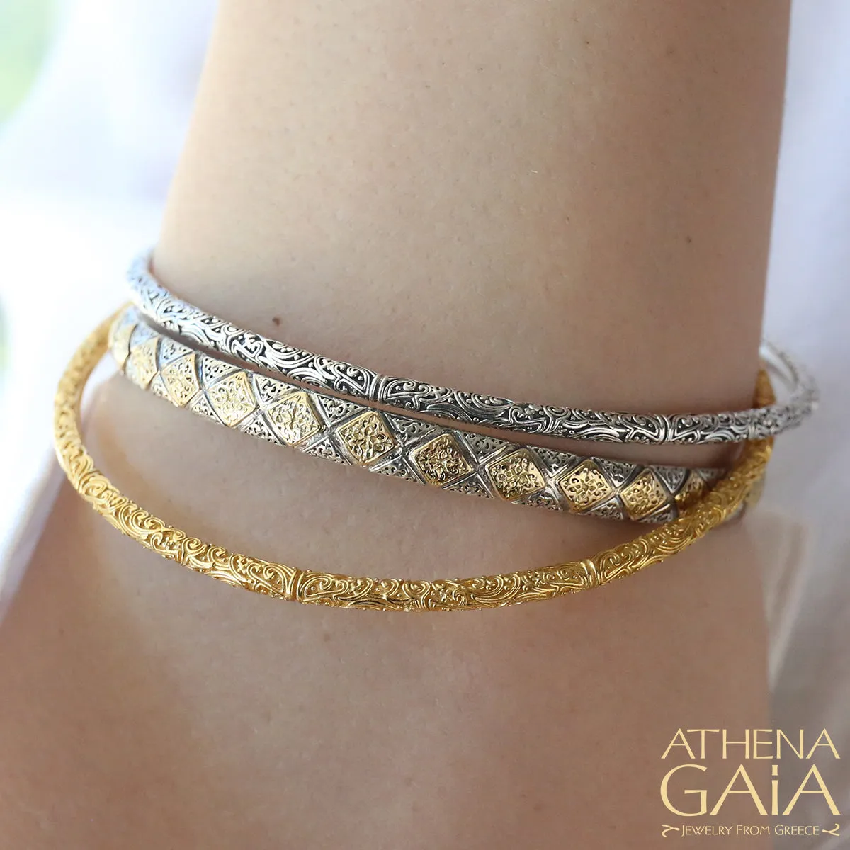 Byzantine Checker Hinged Bracelet