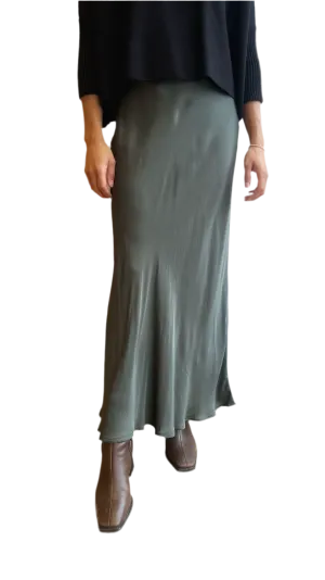 Cadence long silky skirt in marsh
