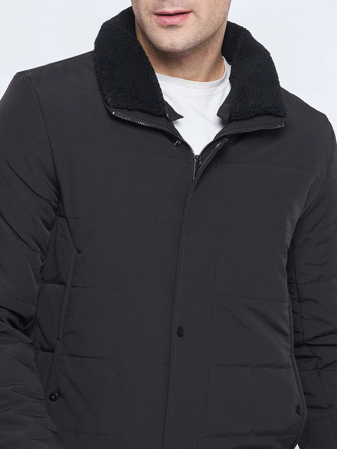 Camla Barcelona Black Quilted Jacket For Men
