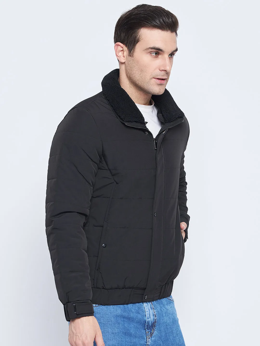 Camla Barcelona Black Quilted Jacket For Men