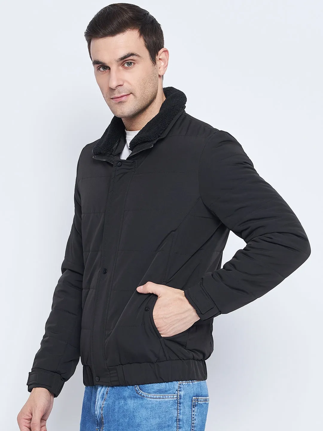 Camla Barcelona Black Quilted Jacket For Men